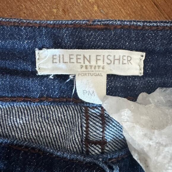EILEEN FISHER Dark Wash Jeans Clean Girl Denim Boho Preppy Straight Leg PM - Picture 3 of 3